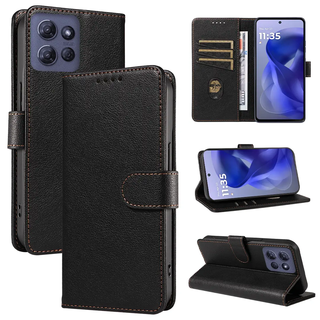 Motorola Moto G Power 5G 2025 PU Leather Wallet Case Black